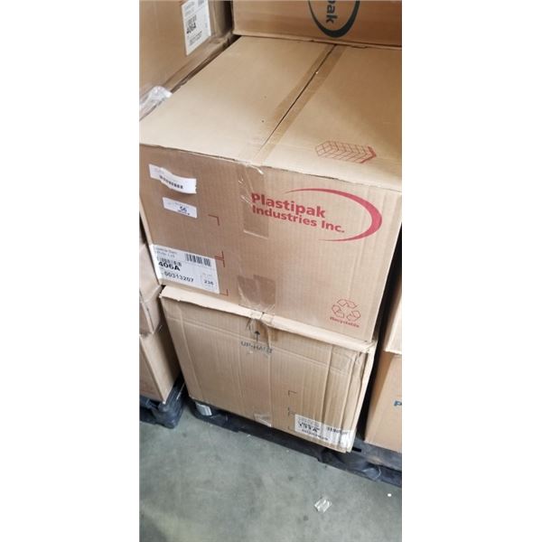 LARGE CASE OF WHITE PLASTIC CONTAINERS WITH CASE OF LIDS