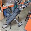 Image 1 : ASSORTED GOLF CLUBS IN BAG AND FOLDING GOLF CART