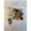 Image 3 : 5 ASSORTED SEMI PRECIOUS STONES WITH MOKITE MIX TUMBLED STONES, CRYSTAL EARRINGS AND CARNELIAN BRACE