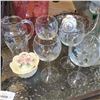 Image 2 : 3 BOXES OF CRYSTAL WARE, CRANBERRY GLASS VASE, SILVER OVERLAY BOWLS, WINE GLASSES, ETC