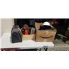 Image 1 : TWO BOXES OF ESTATE ITEMS AND BOWLING BALL