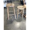 Image 2 : ANTIQUE PINE ROCKING CHAIR AND TWO STOOLS
