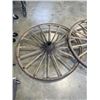 Image 2 : TWO ANTIQUE WAGON WHEELS, 38" DIAMETER