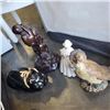 Image 1 : ANTIQUE PIGGY BANK, BIRD FIGURE AND 2 POTTERY FIGURINES