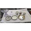 Image 2 : LARGE BOX OF ASSORTED CHINA PLATES, CREAMERS, ETC, AND CRYSTAL BOWL