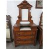 Image 1 : Burl 2 Over 3 Dresser w/Mirror - (Mirror Needs Reinstalled)