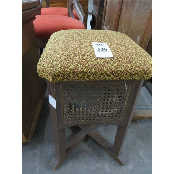 Vintage Padded Mahogany Short Stool