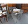 Image 1 : Metal Round w/Swan Cast Trim End Tables - Pair