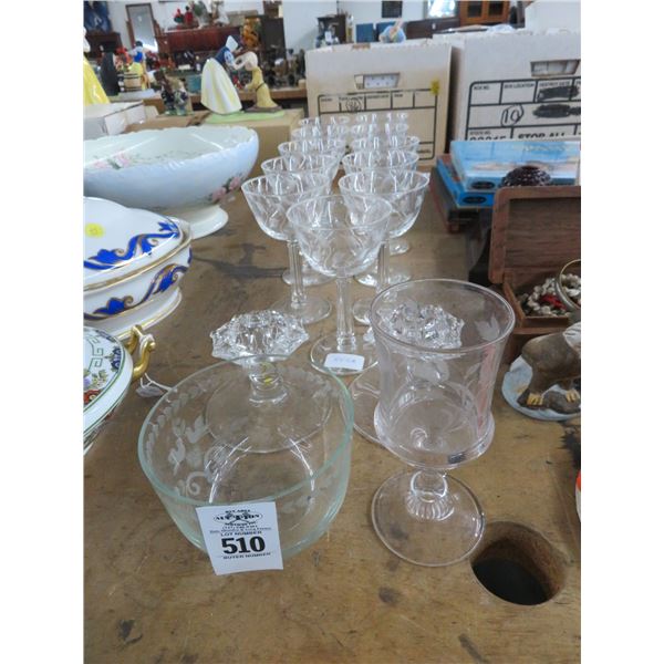 Etched Stems and Candle Sticks