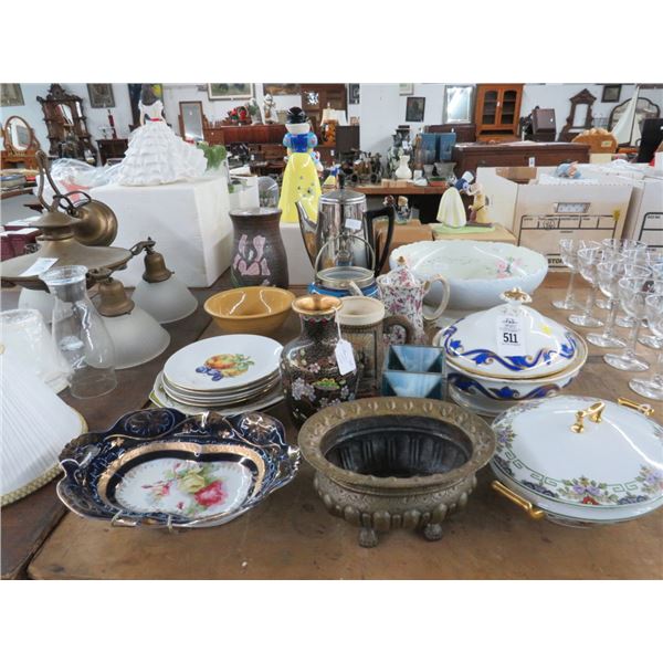 Asst. China Lidded Bowls, Ptchers, Vase, Table and Décor Items