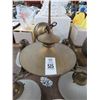 Image 2 : Vintage Brass Chandelier, Asst. Shades