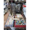 Image 1 : Cast Figural Candle Stands, Vtg. Playing Cards, Marbles, Glazed Vase & More