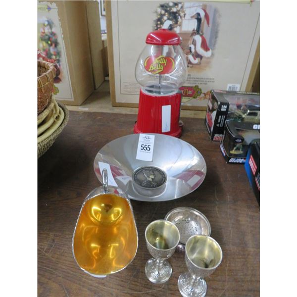 Silverplate Table Décor, Collector Dish, Jelly Belly Coin Op Dispenser