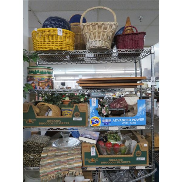 Baskets, Photo Frames, Asst. Home Goods On Rack