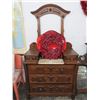Image 1 : Antique Burl 2 Over 3 Dresser w/Marble Inlay - (Missing Mirror)