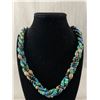 Image 1 : Nice Vintage Homemade Multi Strand Necklace with Green, Blue and Silvertone Beads