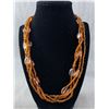 Image 1 : Vintage Handmade Amber Coloured Glass Bead Everyday Necklace 20" L