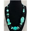 Image 1 : Vintage Black and Turqouise Glass and Acrylic Beaded Choker Necklace 18" L