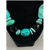 Image 2 : Vintage Black and Turqouise Glass and Acrylic Beaded Choker Necklace 18" L