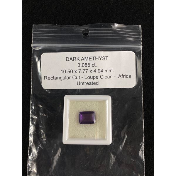 Dark Amethyst 3.08ct Rectangular Cut-Loupe Clean- Africa-Untreated