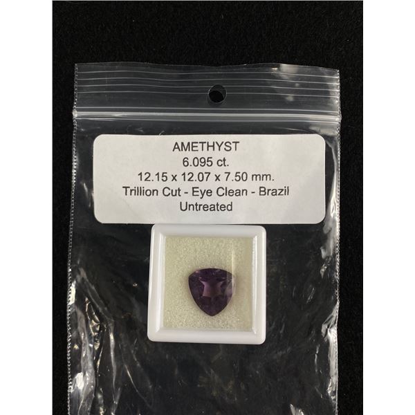 Amethyst 6.095ct Trillion Cut Eye Clean Brazil Untreated