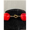 Image 3 : Vintage 19" L Chunky Cherry Red Art Deco Style Choker Necklace