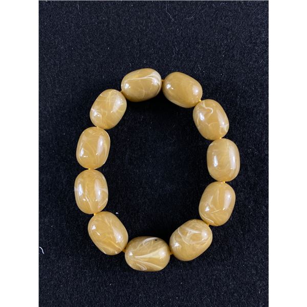 French Faux Grey Amber Elastic Bracelet