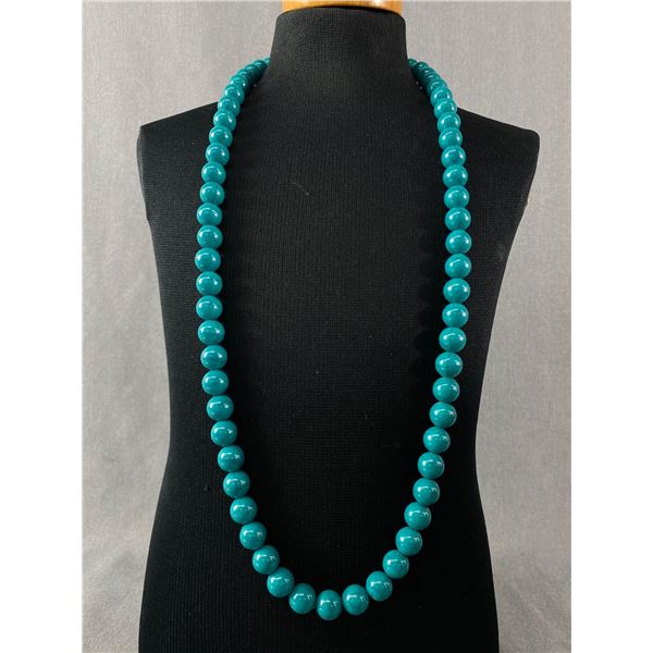 Classic Vintage Dark Teal Beaded Necklace 28" L