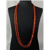 Image 1 : Vintage Multistrand Silver and Orange 3 Cut Beads Necklace 26" L