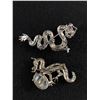 Image 2 : Lot of 2 Vintage Silvertone Rhinestone Dragon Brooches