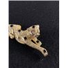 Image 2 : Vintage Goldtone Panther Brooch with Clear and Black Rhinestones
