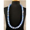Image 1 : Vintage Ie Blue Faux Pearl Necklace with Gold Tones 22" L