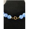 Image 3 : Vintage Ie Blue Faux Pearl Necklace with Gold Tones 22" L