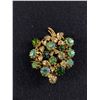 Image 1 : Vintage Austrian Crystal Green Rhinestone Leaf Brooch