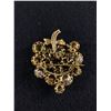 Image 2 : Vintage Austrian Crystal Green Rhinestone Leaf Brooch
