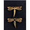 Image 2 : 2 Vintage Gold Tone with Blue Rhinestones Dragonfly Brooches