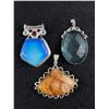 Image 1 : Lot of 3 Large Marked .925 Silver Pendants