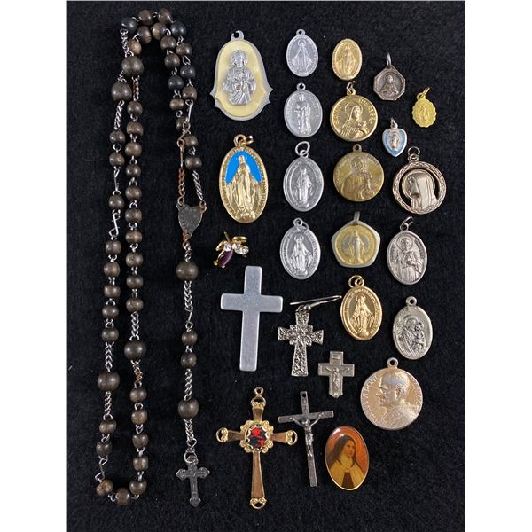 An Old Rosary Plus Religious Pendants