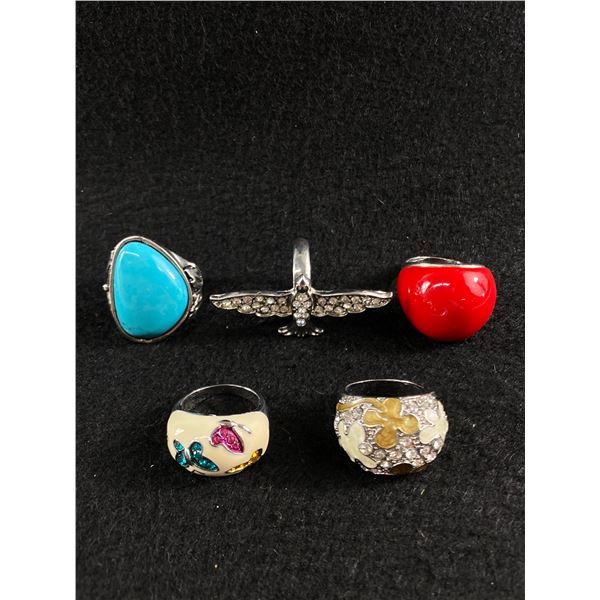 Lot of 5 Big Chunky Silverplated Rings