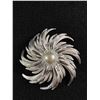 Image 3 : Silver Plated Jewelry Trinket Box With a Vintage Sarah Coventry Silvertone Pinwheel Brooch with Larg
