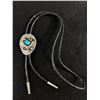 Image 1 : A Southwestern Bolo Tie Turquoise Featuring Flying Eagle Silvertone Unmarked
