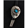 Image 2 : A Southwestern Bolo Tie Turquoise Featuring Flying Eagle Silvertone Unmarked