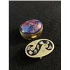 Image 1 : 2 Vintage Pill Boxes One Alpaca with Inlay and other with Large Pendant
