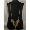 Image 1 : Gold Tone Aldo Black Squares & Spikes Statement Bib Necklace