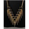 Image 2 : Gold Tone Aldo Black Squares & Spikes Statement Bib Necklace