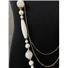 Image 2 : 32" L White Glass and Plastic Beaded Necklace with Silvertones
