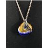 Image 2 : A Murano Style Glass Pendant on Silvertone Necklace