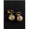 Image 2 : Pair of Vintage Chinese Cloisone Enamel Gold Bead Earrings