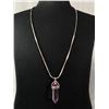 Image 1 : Healing Point Gemstone on a Silvertone Necklace Amethyst