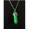 Image 2 : Healing Point Gemstone on a Silvertone Necklace Green Chalcedony
